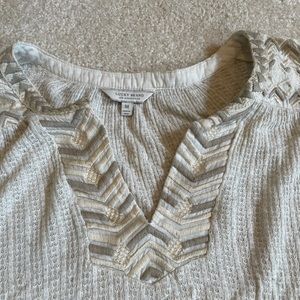 Lucky Brand guaze style cream embroidered top Med